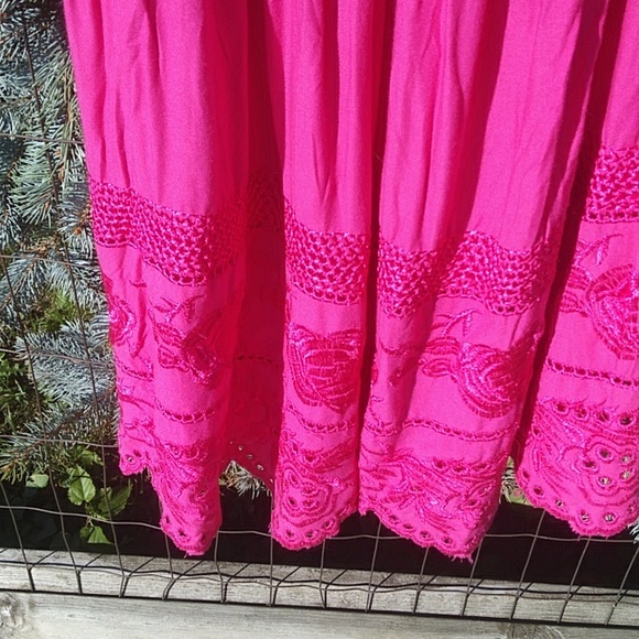 Embroidered Elastic Stretch Waist Skirt / Dress, One Size Fits Most - Picture 5 of 12